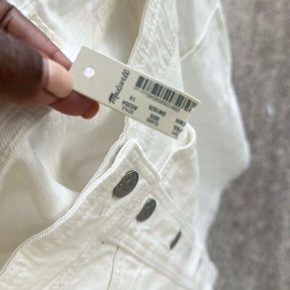 Madewell Stretch Denim A-Line Mini Skirt in Tile White: Button-Front Edition 14 - Picture 6 of 7